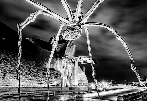 Guggenheim And Spider Bilbao Spain BW by Joan Carroll Guggenheim And Spider Bilbao Spain BW by Joan Carroll